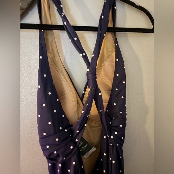 NWT LL Bean blue polka dot sun blocking swim suit dress size 16 - Picture 8 of 9